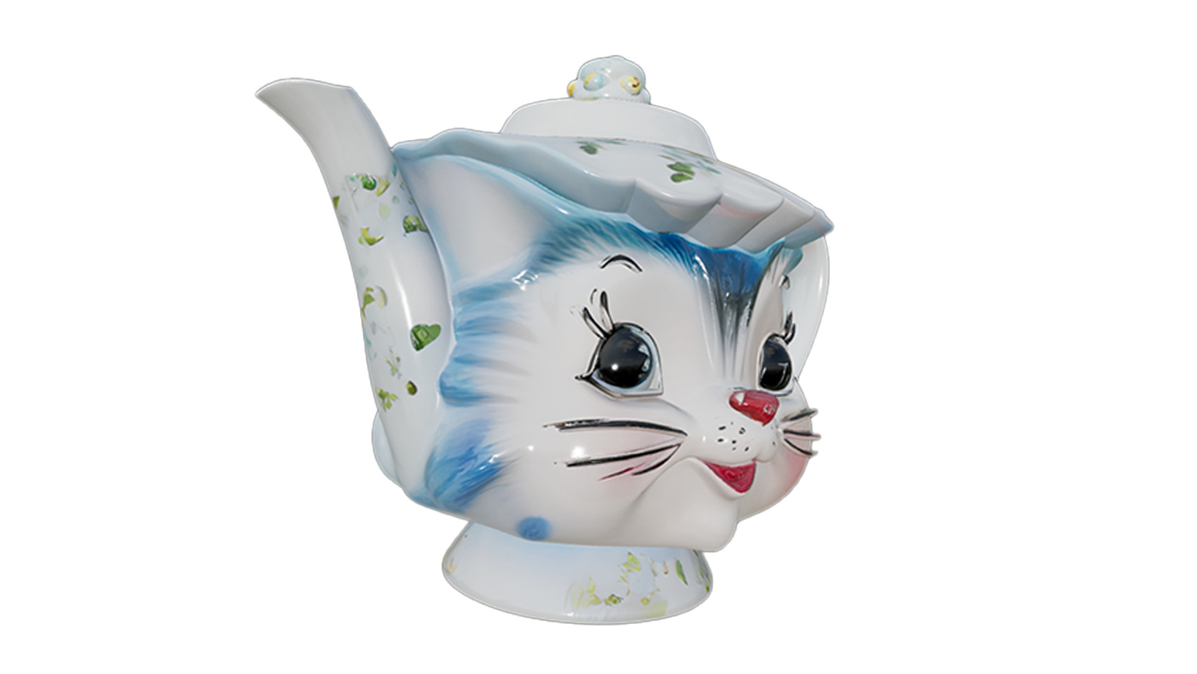 80s Vintage Cute Cartoon Cat Teapot 3D Print Model 3D model_1
