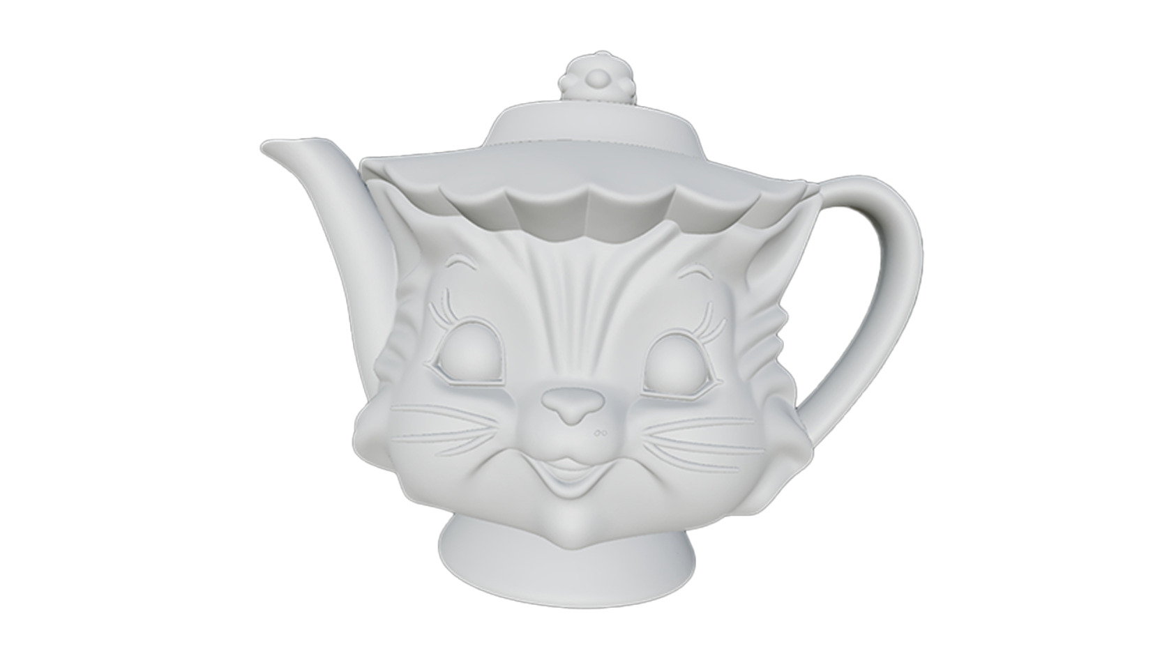 80s Vintage Cute Cartoon Cat Teapot 3D Print Model 3D model_7