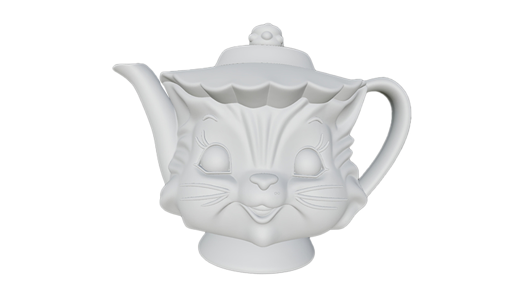 80s Vintage Cute Cartoon Cat Teapot 3D Print Model 3D model_3