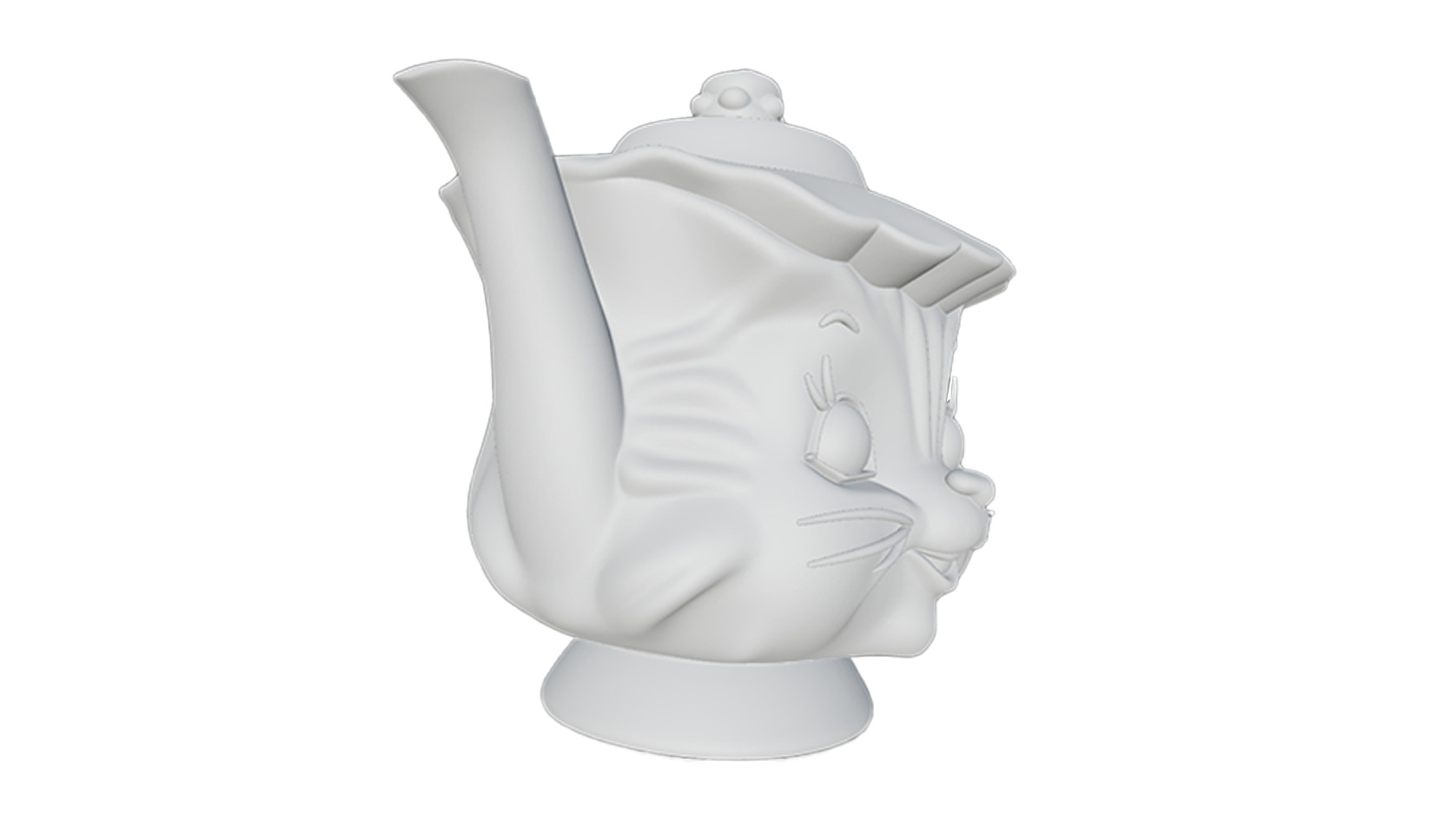 80s Vintage Cute Cartoon Cat Teapot 3D Print Model 3D model_4
