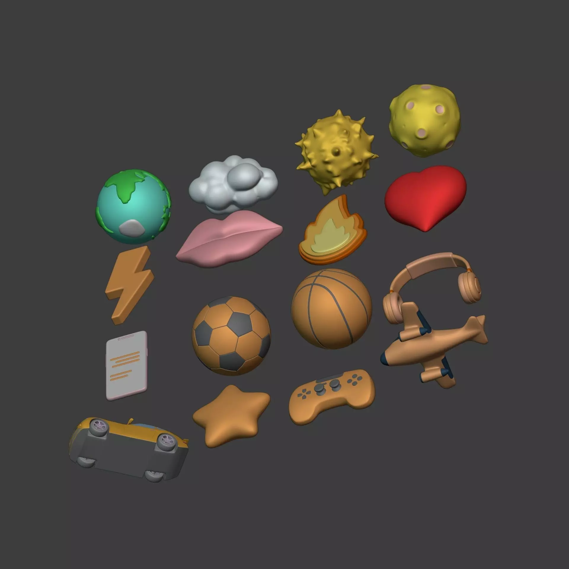 Cartoon Pack - Planet Plane Sun Moon Cloud Smartphone Controller Low-poly 3D model_13