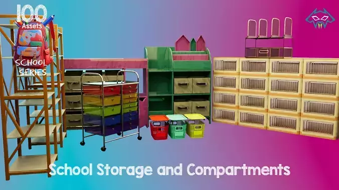 School Storage and Compartments -100 Assets-School Series