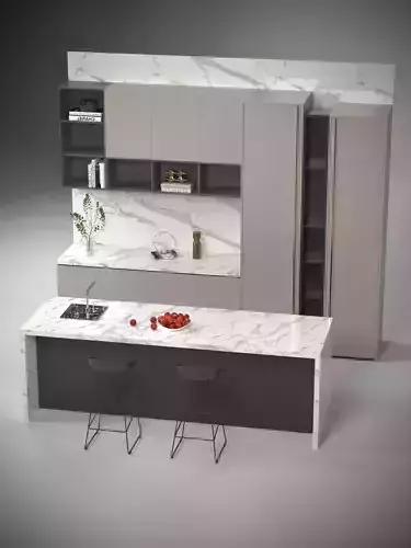 Modern Island Kitchen 3D Model