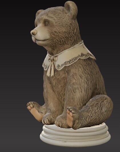 Victorian Style Bear Sculpture 3D Model STL FBX OBJ GLB 3D print model_9
