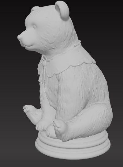 Victorian Style Bear Sculpture 3D Model STL FBX OBJ GLB 3D print model_1