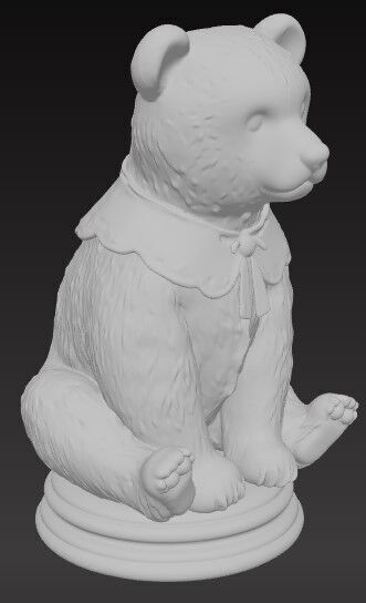 Victorian Style Bear Sculpture 3D Model STL FBX OBJ GLB 3D print model_3