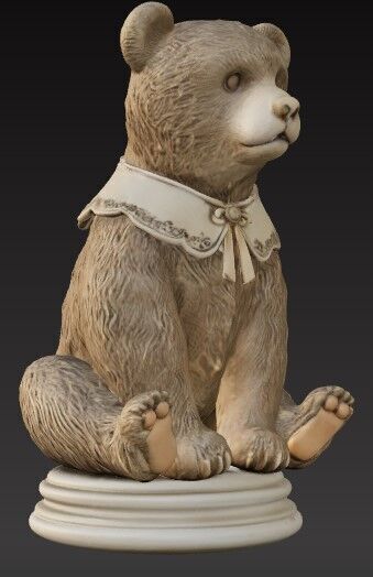 Victorian Style Bear Sculpture 3D Model STL FBX OBJ GLB 3D print model_10