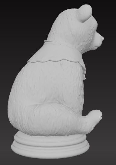 Victorian Style Bear Sculpture 3D Model STL FBX OBJ GLB 3D print model_6