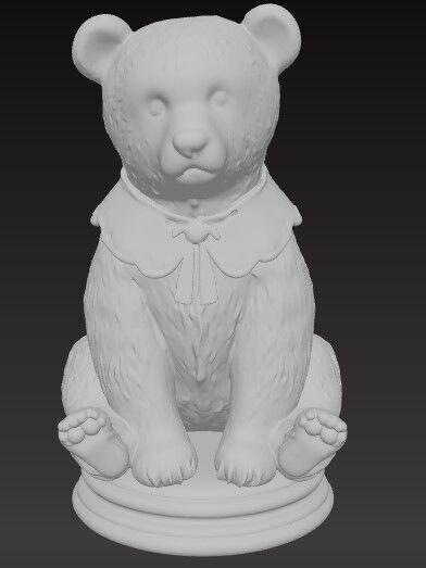 Victorian Style Bear Sculpture 3D Model STL FBX OBJ GLB 3D print model_2