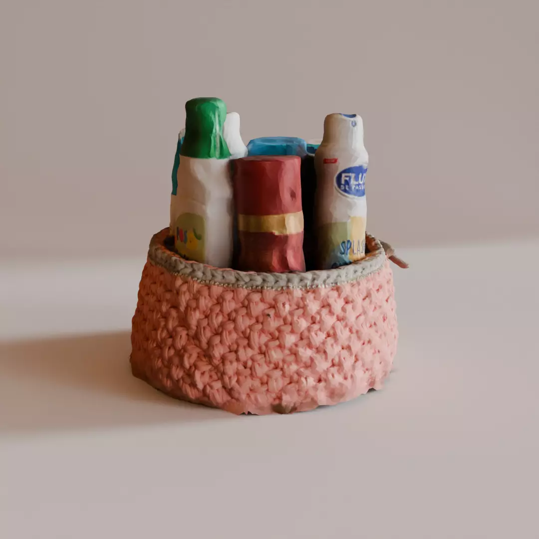 Realistic Bathroom Basket with Toiletries High-Quality 3D Model Low-poly 3D model