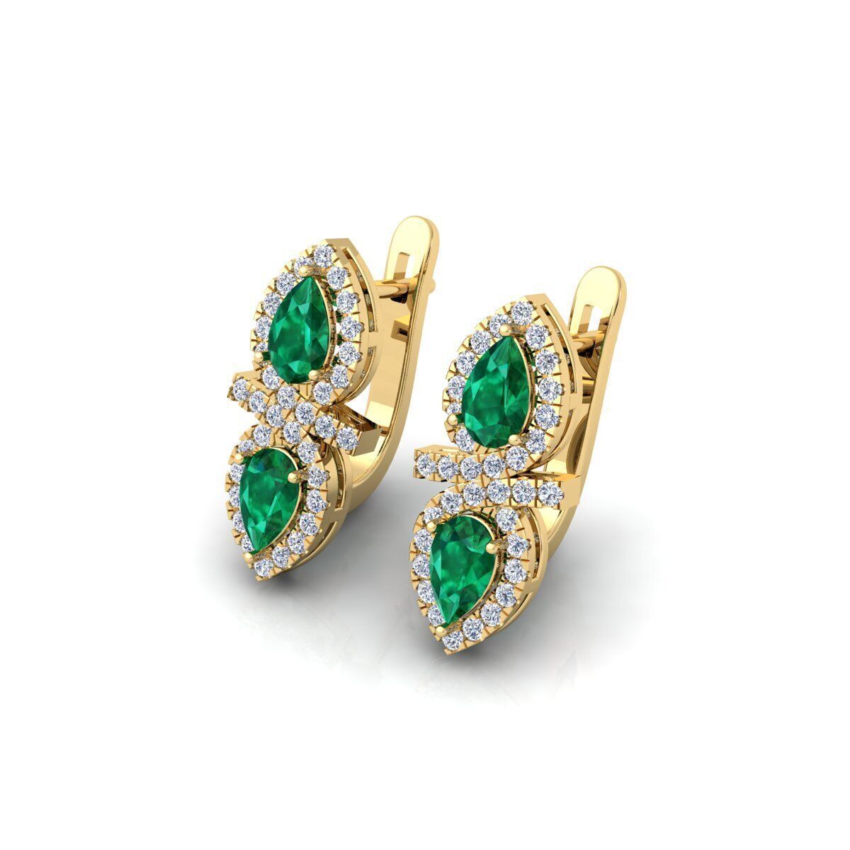 Fancy Gemstone Earring  5 3d Model and Render 3D print model_6