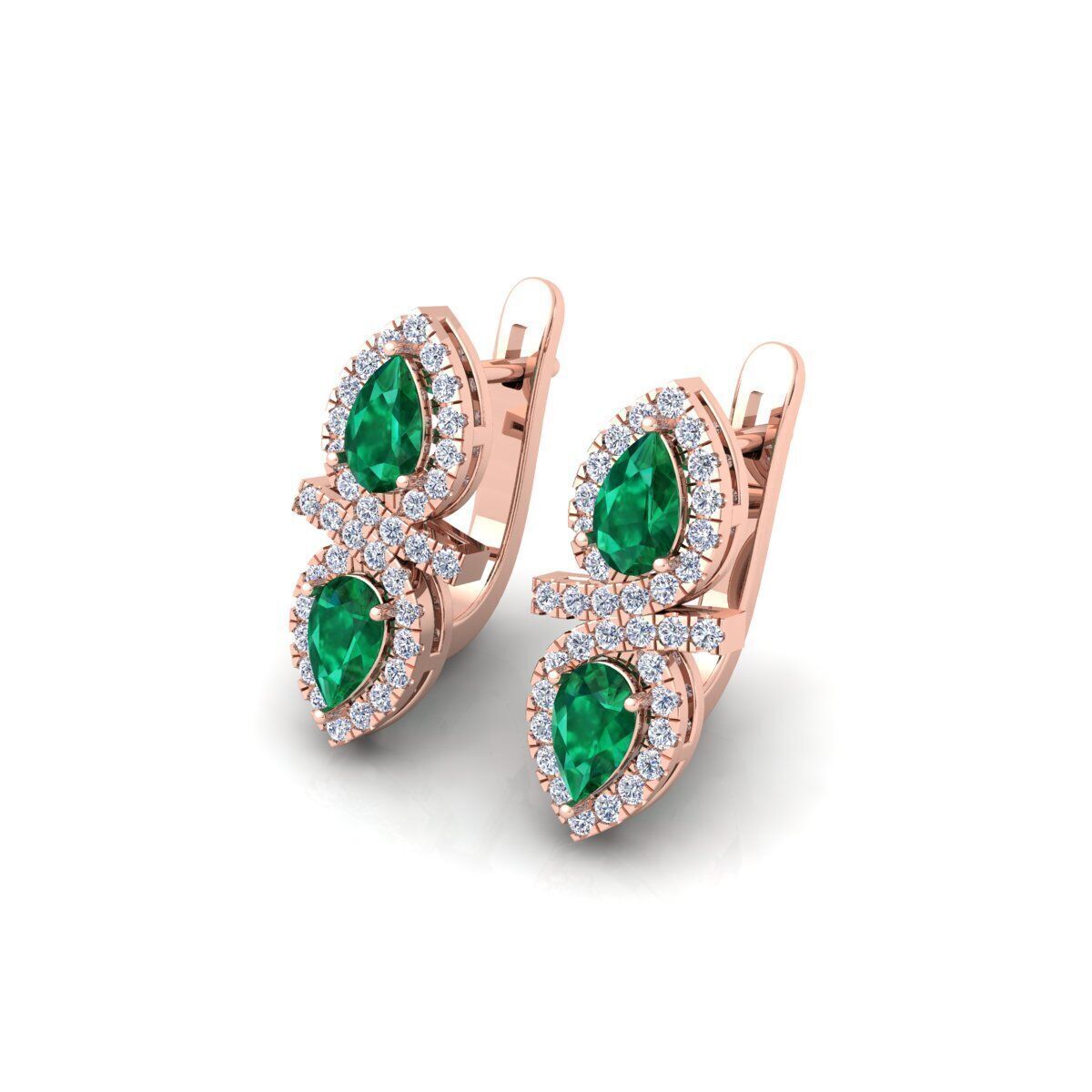 Fancy Gemstone Earring  5 3d Model and Render 3D print model_7