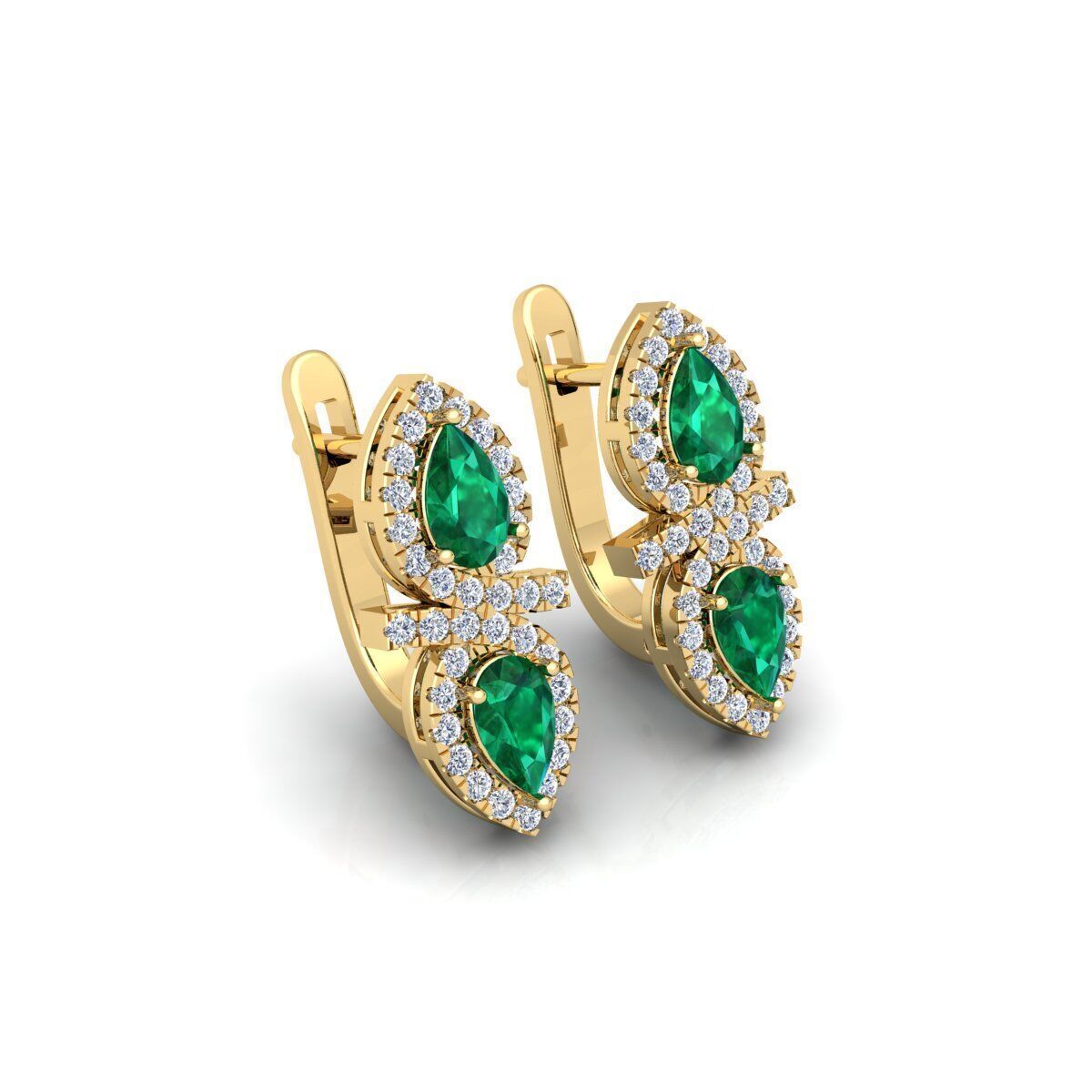 Fancy Gemstone Earring  5 3d Model and Render 3D print model_4