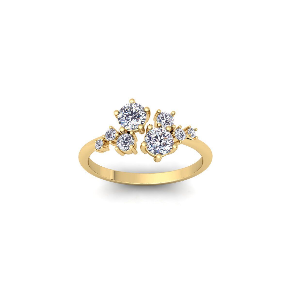 Fancy Gemstone Ring 2 3d Model and Render 3D print model_1