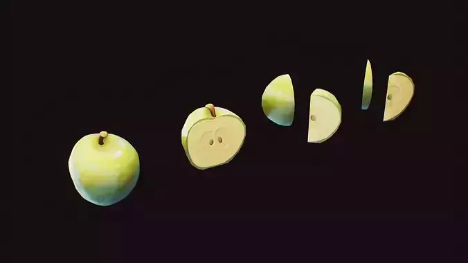 Stylized Fruit Apple Game-Ready