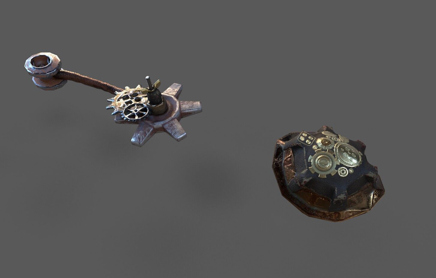  Steampunk  Shoulder pad Low-poly 3D model_1