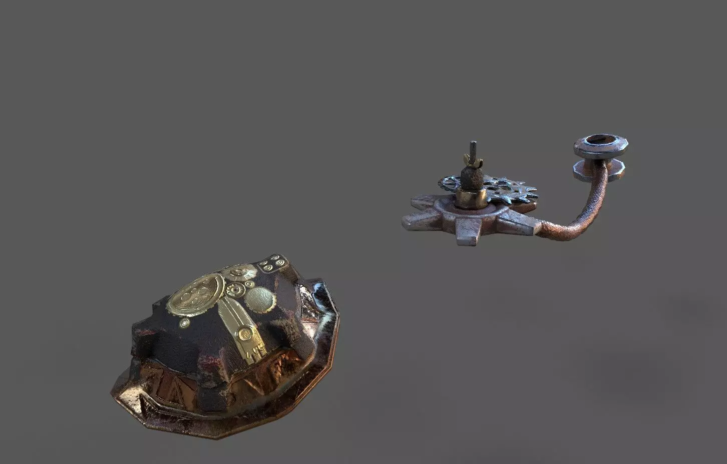  Steampunk  Shoulder pad Low-poly 3D model_0