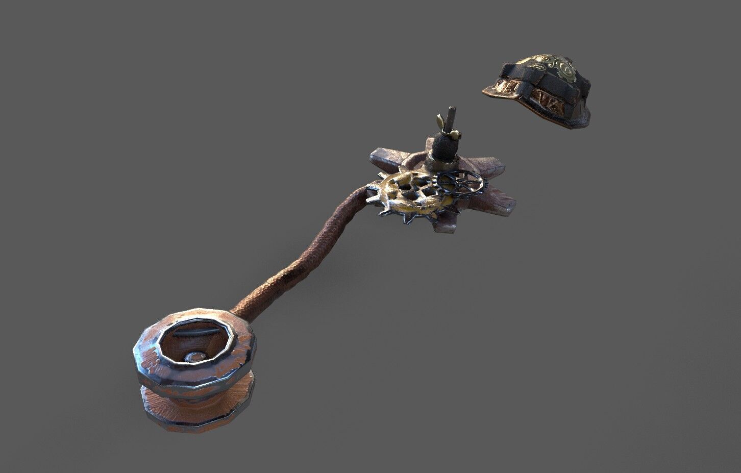  Steampunk  Shoulder pad Low-poly 3D model_2