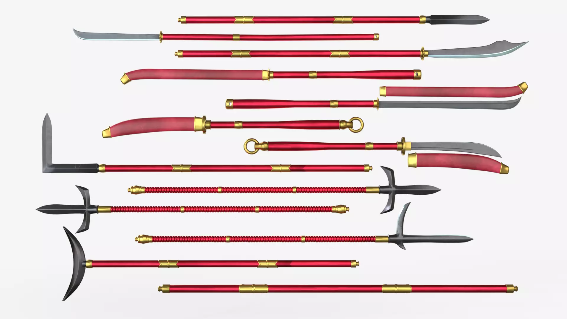 Japanese Spears Collections Red 3D model_0