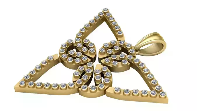 Yellow Gold Celtic Trinity pendant 3d prientable model