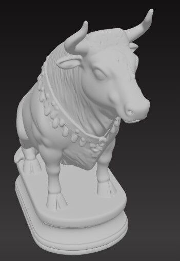 Victorian Style Bull Sculpture 3D Model STL FBX OBJ GLB 3D print model_1