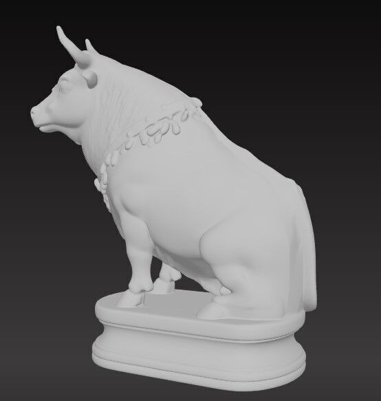 Victorian Style Bull Sculpture 3D Model STL FBX OBJ GLB 3D print model_5