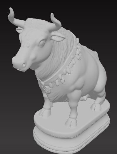 Victorian Style Bull Sculpture 3D Model STL FBX OBJ GLB 3D print model_2