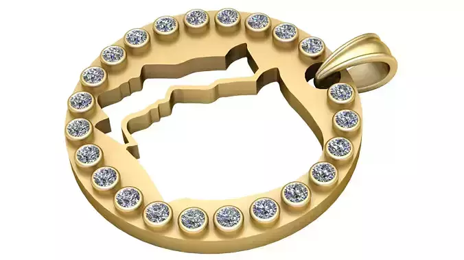 Bracelet de l Algerie pendant 3d prientable model