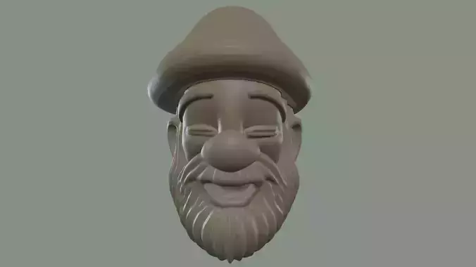 Funny Gnome Bust 3D Printable Model Stylized Smiling Wizard Head