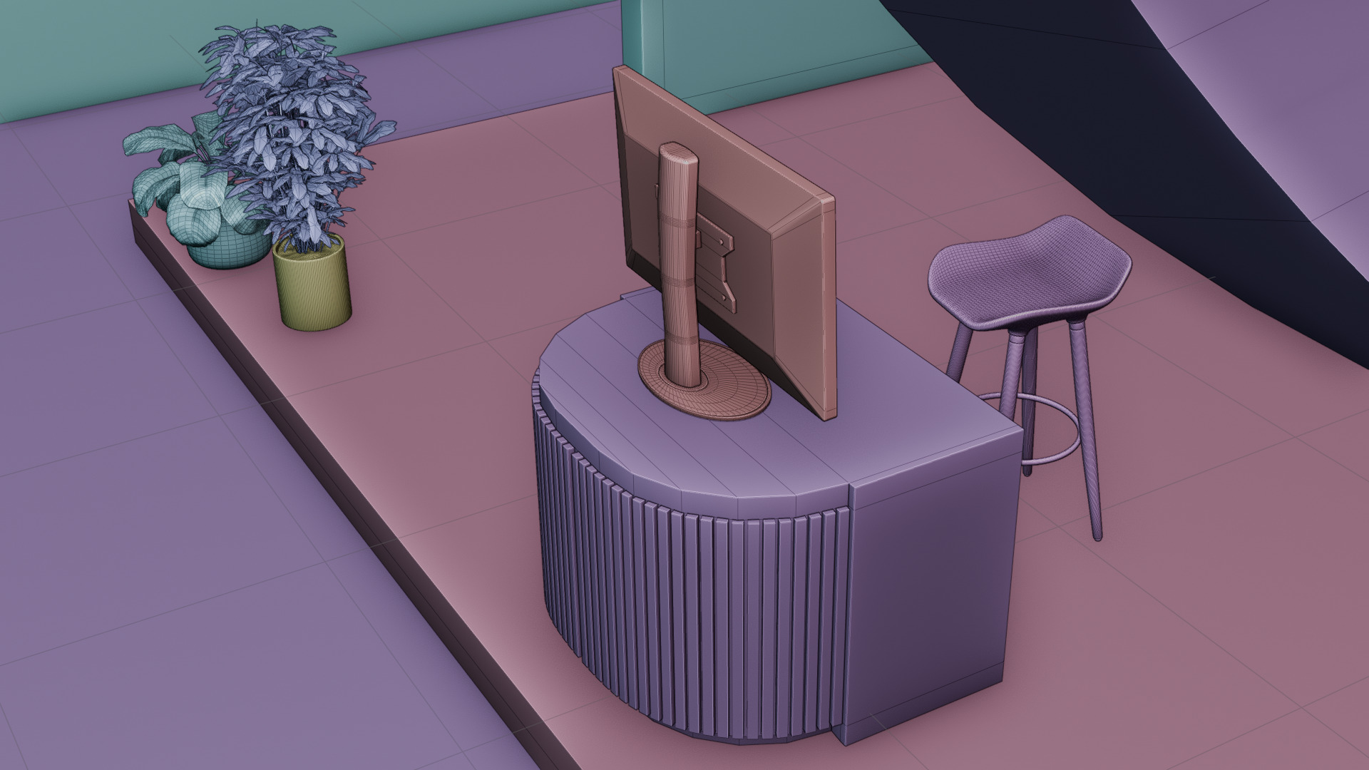 Futuristic 3D Exhibition Booth with Hall Setup 3D model 3D model_14