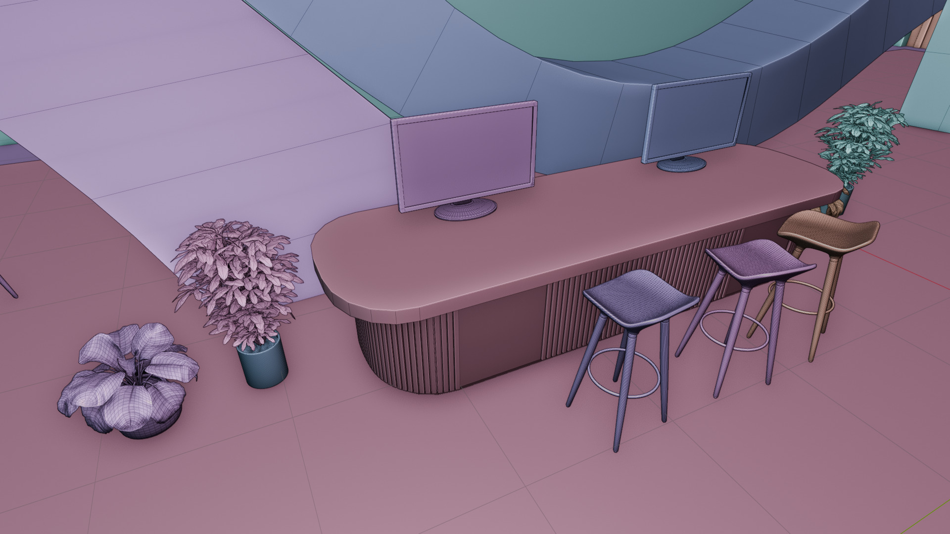 Futuristic 3D Exhibition Booth with Hall Setup 3D model 3D model_13