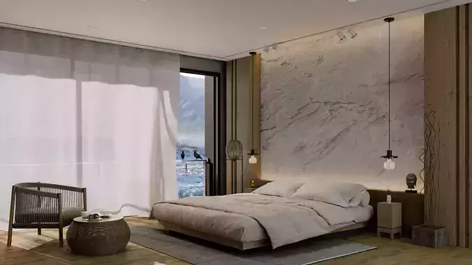 Minimalist Bedroom Scene