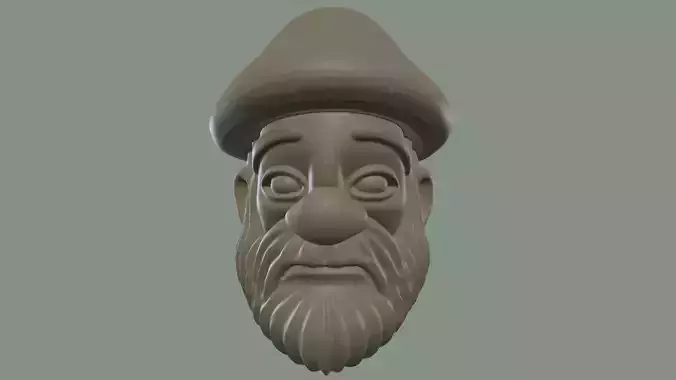 Sad Forest Gnome 3D Printable Stylized Mushroom Dwarf Bust