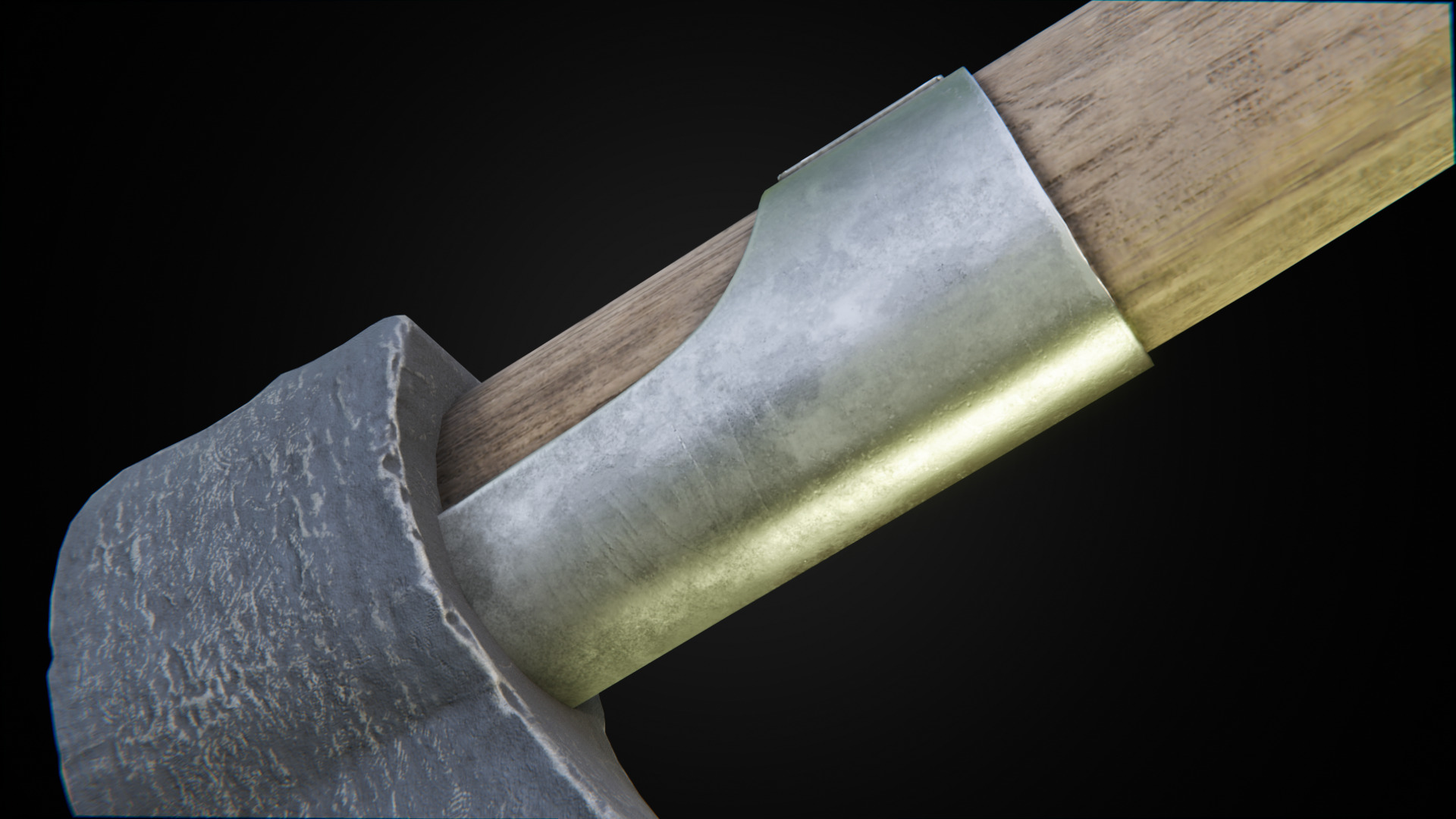 Woodcutters axe Low-poly 3D model_3