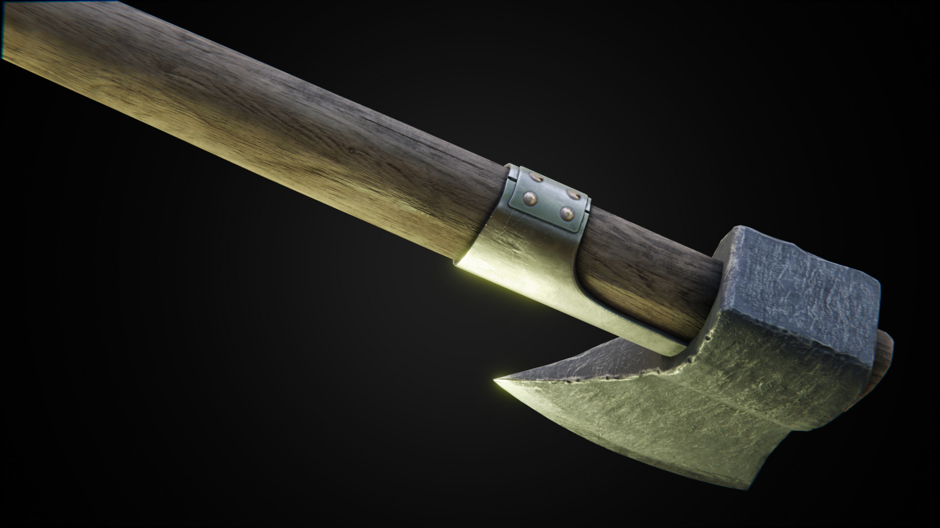 Woodcutters axe Low-poly 3D model_6