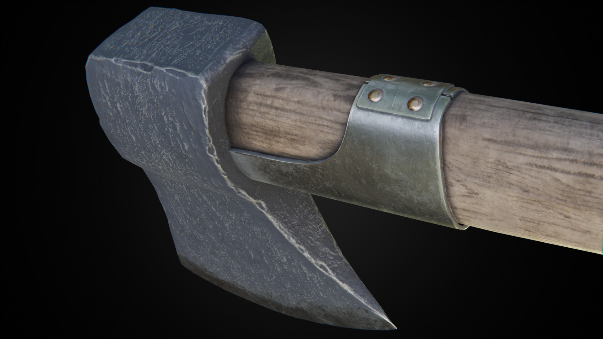 Woodcutters axe Low-poly 3D model_5
