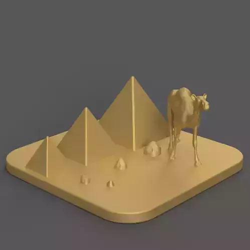 Camel and Pyramids Diorama STL Egypt Gift 3D Print