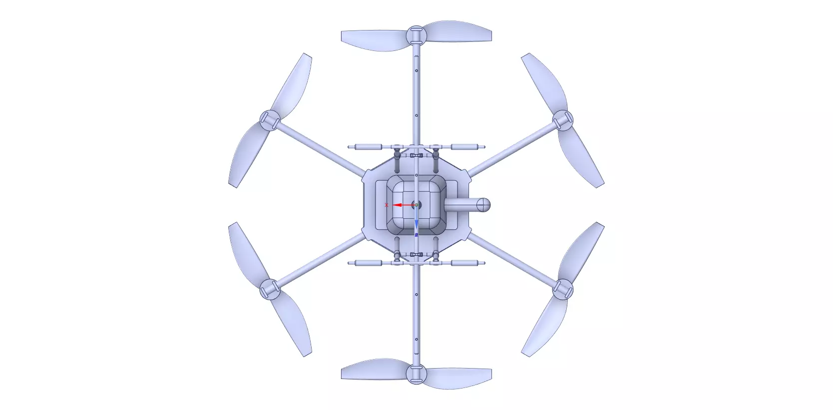Hexacopter Spray drone solid CAD for CFD 3D model_0