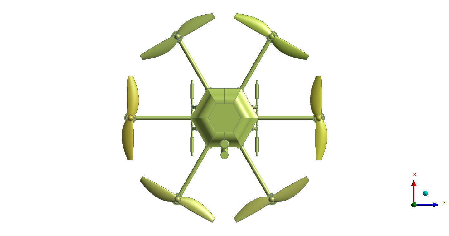 Hexacopter Spray drone solid CAD for CFD 3D model_14