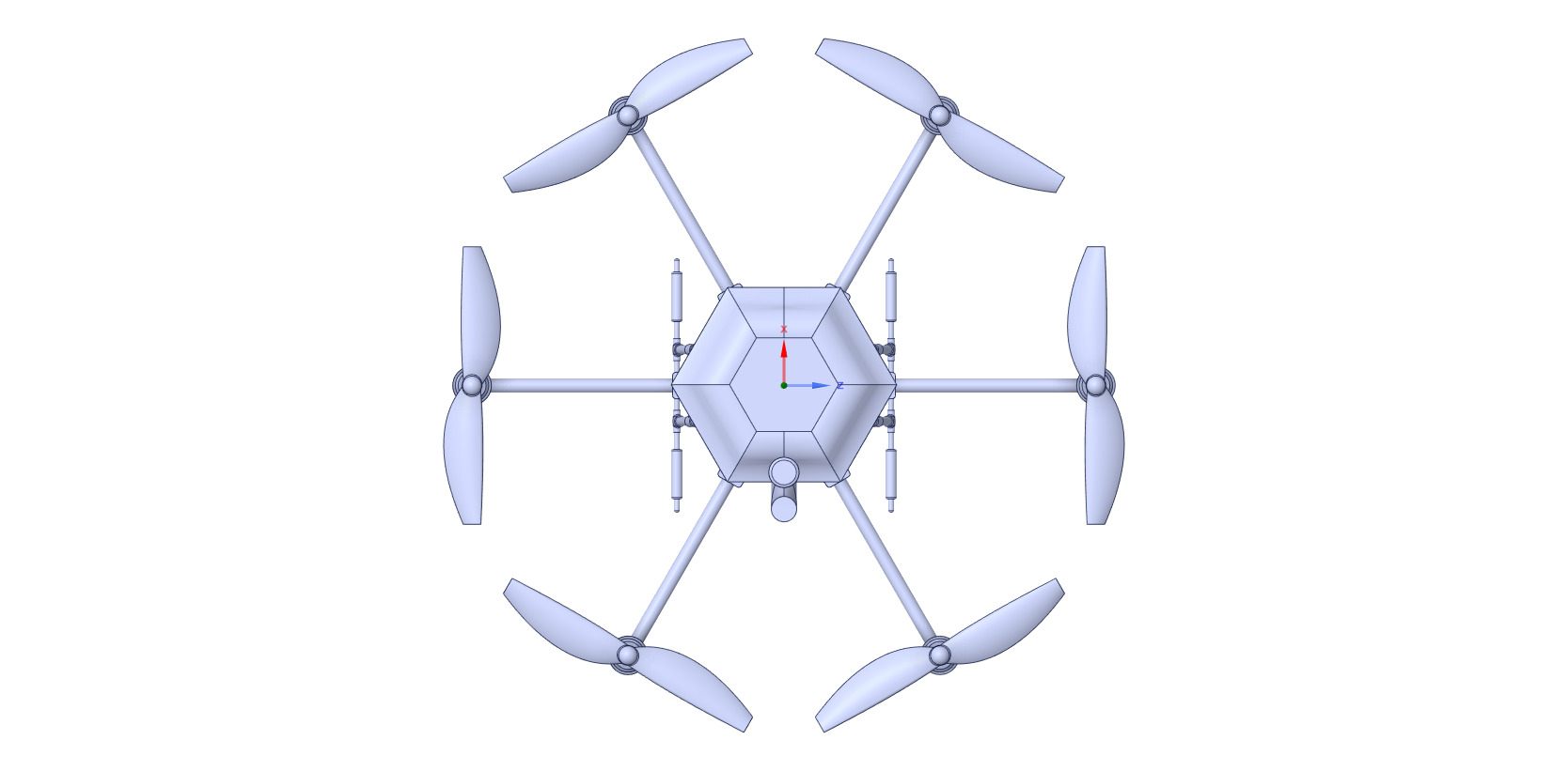 Hexacopter Spray drone solid CAD for CFD 3D model_13