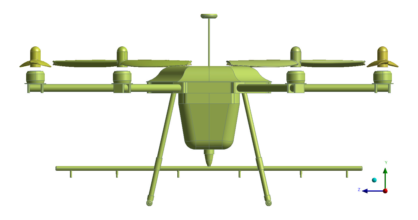 Hexacopter Spray drone solid CAD for CFD 3D model_11