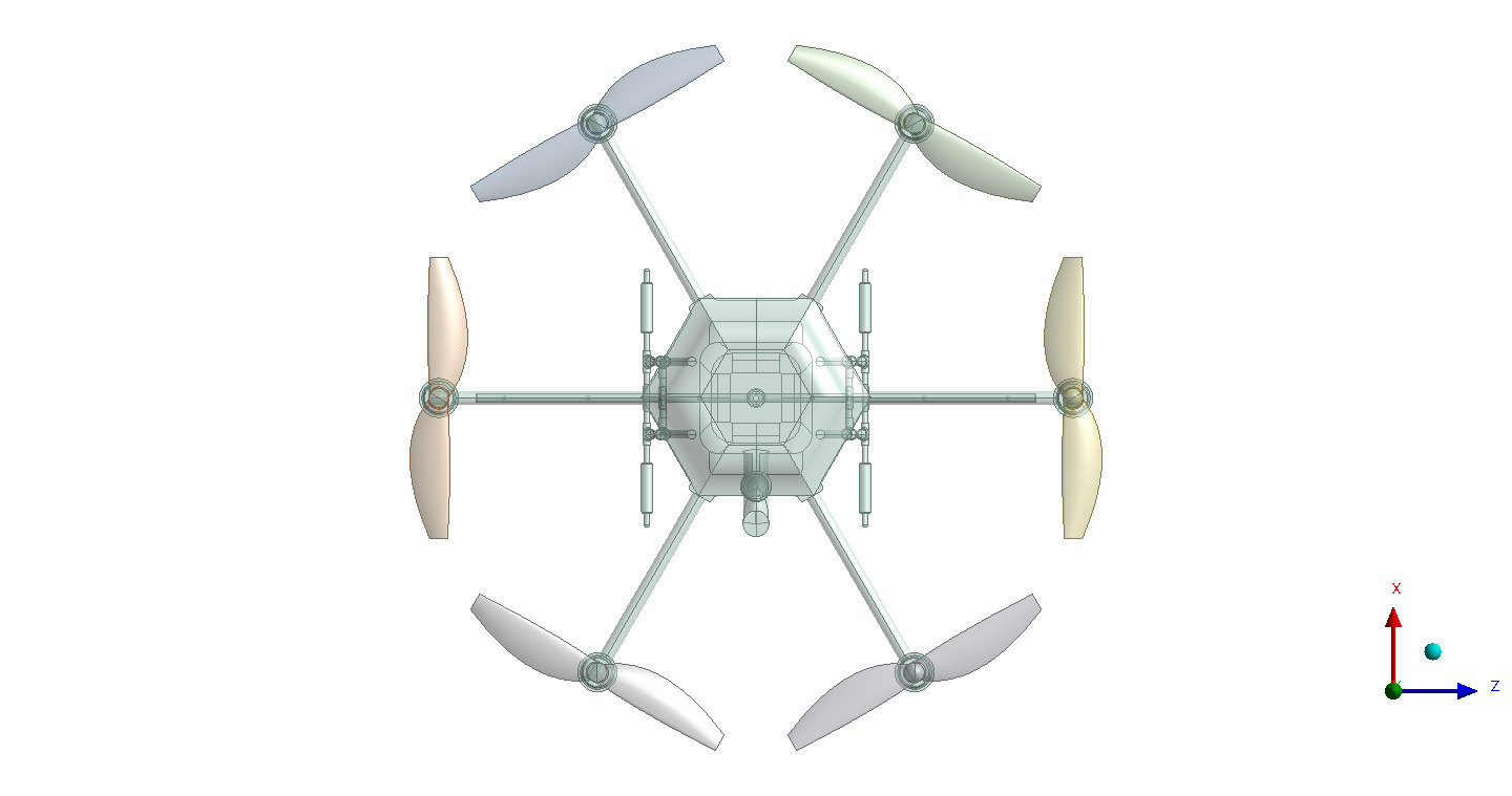 Hexacopter Spray drone solid CAD for CFD 3D model_12