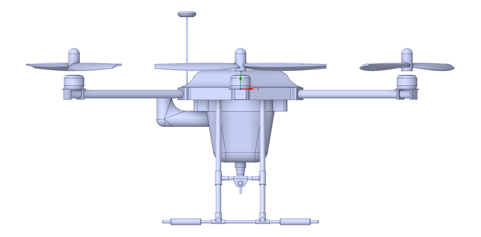 Hexacopter Spray drone solid CAD for CFD 3D model_9