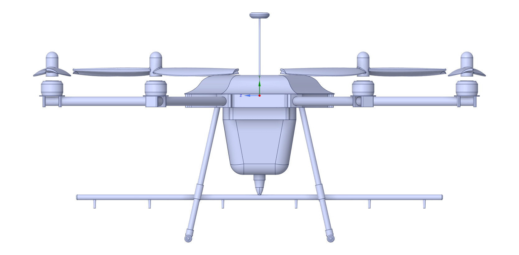 Hexacopter Spray drone solid CAD for CFD 3D model_4