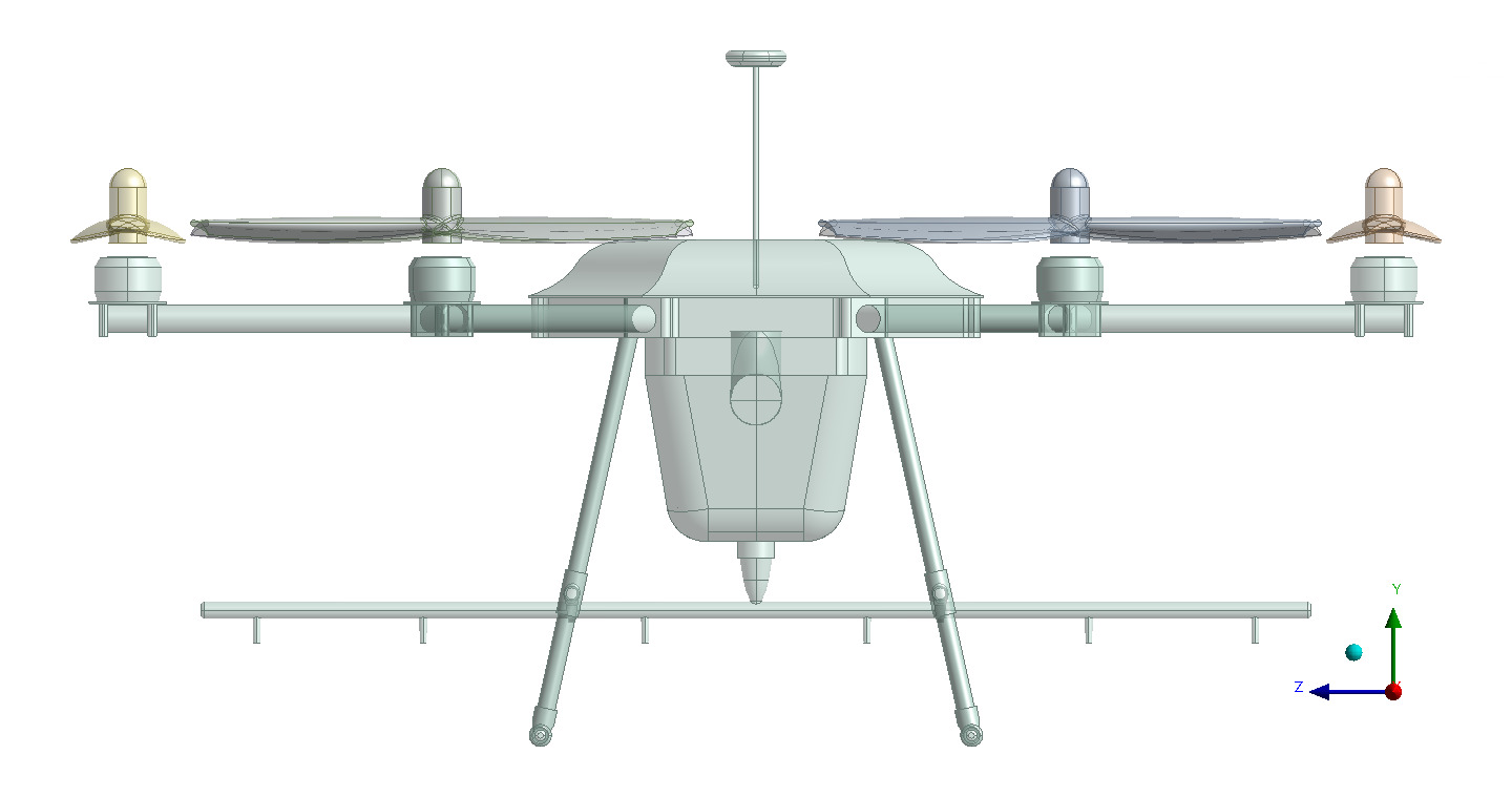 Hexacopter Spray drone solid CAD for CFD 3D model_10