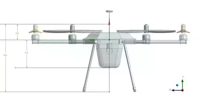 Hexacopter solid CAD for CFD