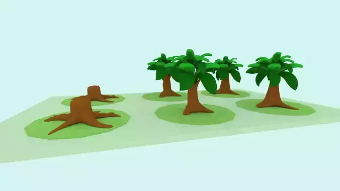 Palm Trees and Tree Stumps - Game Environment Asset