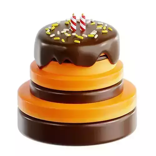 3D Render of a Birthday Cake