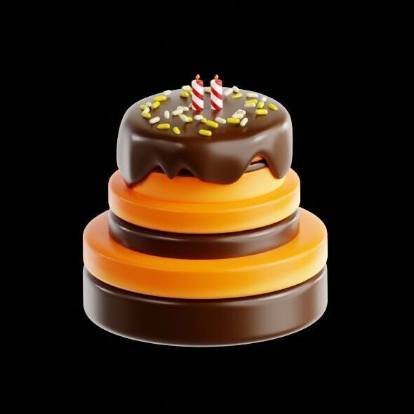 3D Render of a Birthday Cake 3D model_1