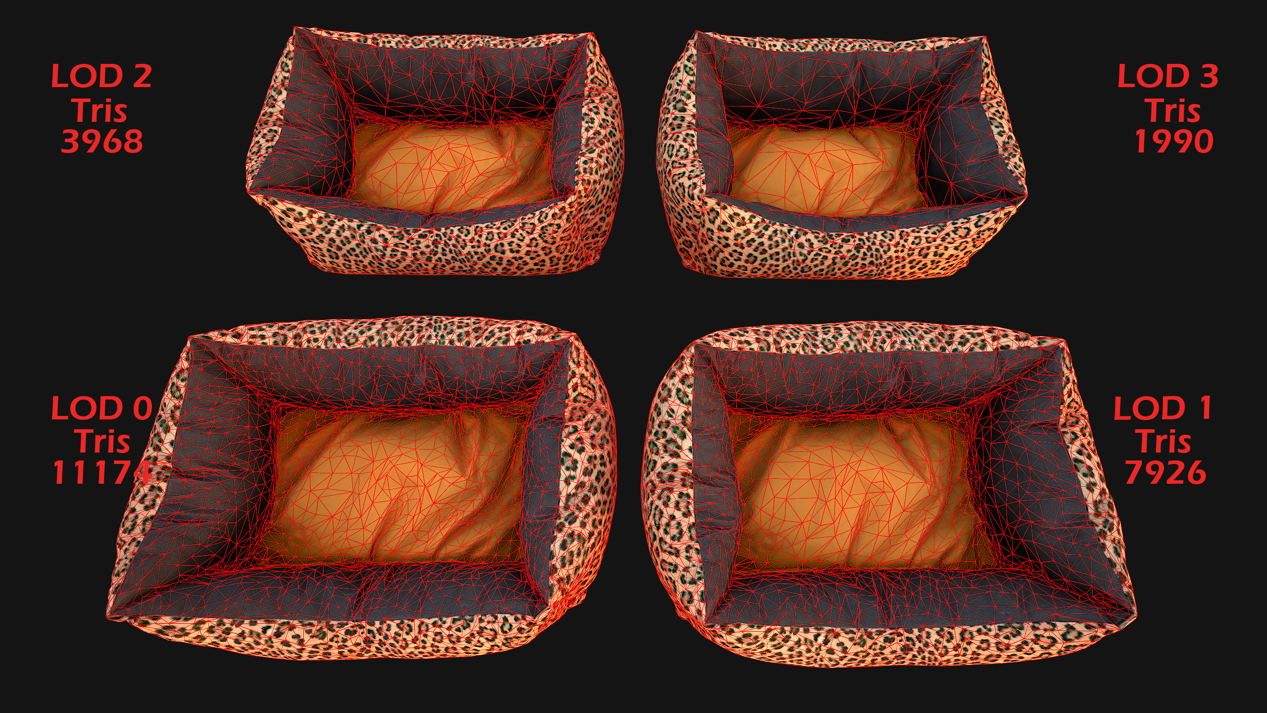 Bed for Animals Dog Cat Rodent Hamster Sofa Pet Pack Low-poly 3D model_6